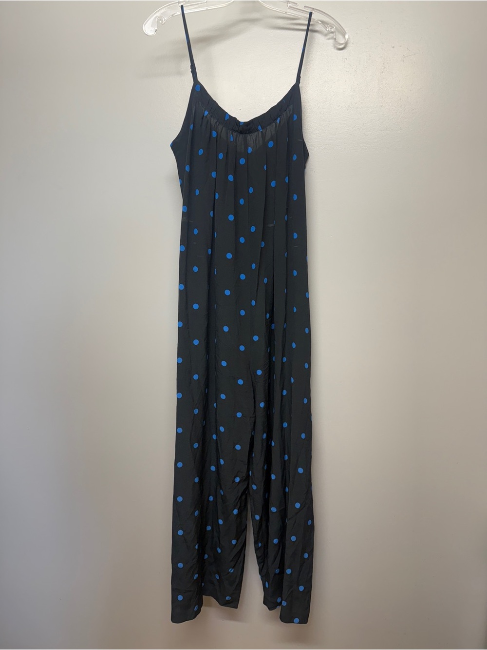 No. 6 Silk Black Jumpsuit with Blue Dot Accent